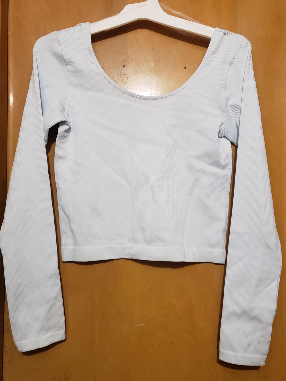 wild fable Light Blue Scoop-Neck Long Sleeve Cropped Tee